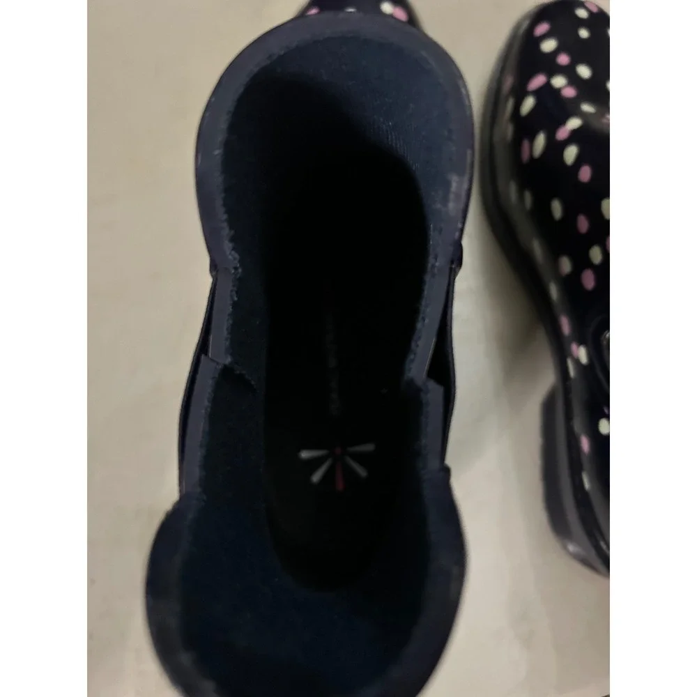 Isaac Mizrahi Live Polka Dot Rain Boots Navy Pink White‎ Chelsea Ankle Boots 7